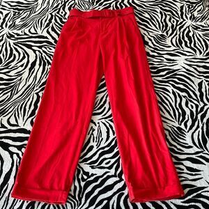 Daily paper clothing vintage red women’s pleated trousers folded hem pants XS